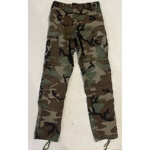Vintage US Military Pants Mens Small Reg Woodland Camo BDU Cargo Ripstop 90s